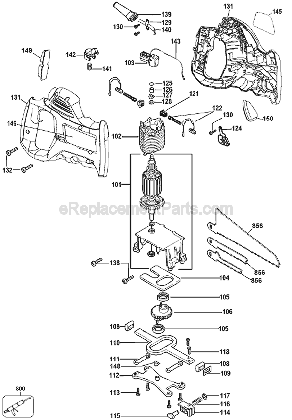 Page A Diagram and Parts List for PHS550G Type 1 Black and Decker Reciprocating Saw